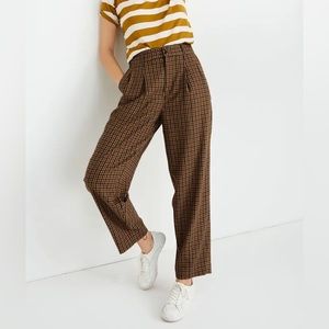 Madewell Desert Check Pleated Taper Wide Leg Pant